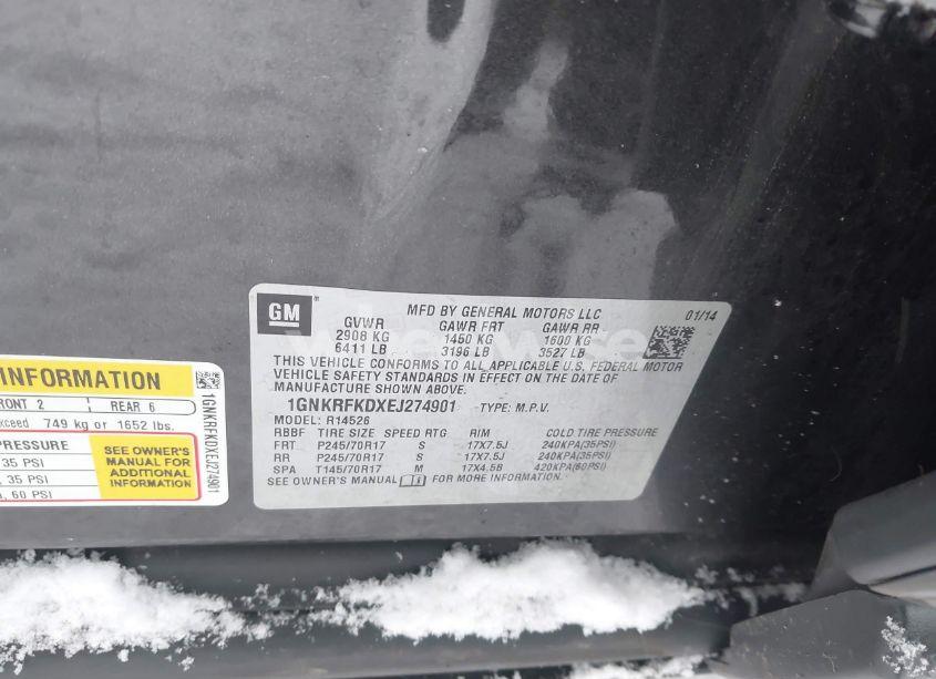 Photo 9 of 2014 Chevrolet Traverse LS (VIN 1GNKRFKDXEJ274901)