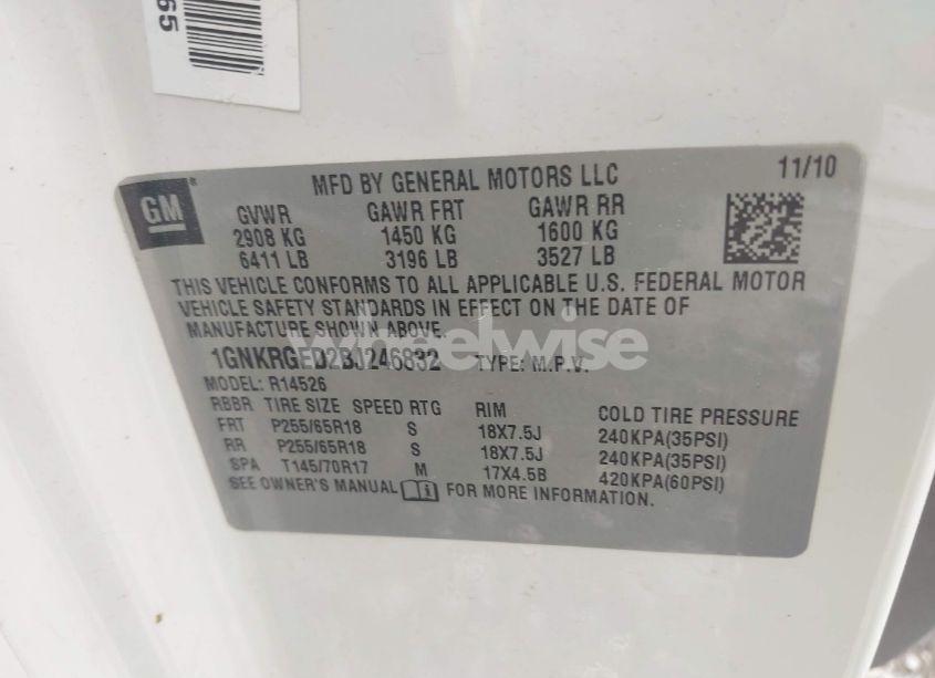 Photo 9 of 2011 Chevrolet Traverse 1LT (VIN 1GNKRGED2BJ246832)