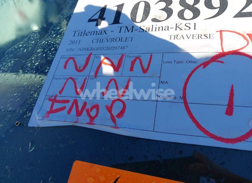 Photo 7 of 2011 Chevrolet Traverse 1LT (VIN 1GNKRGED2BJ297487)