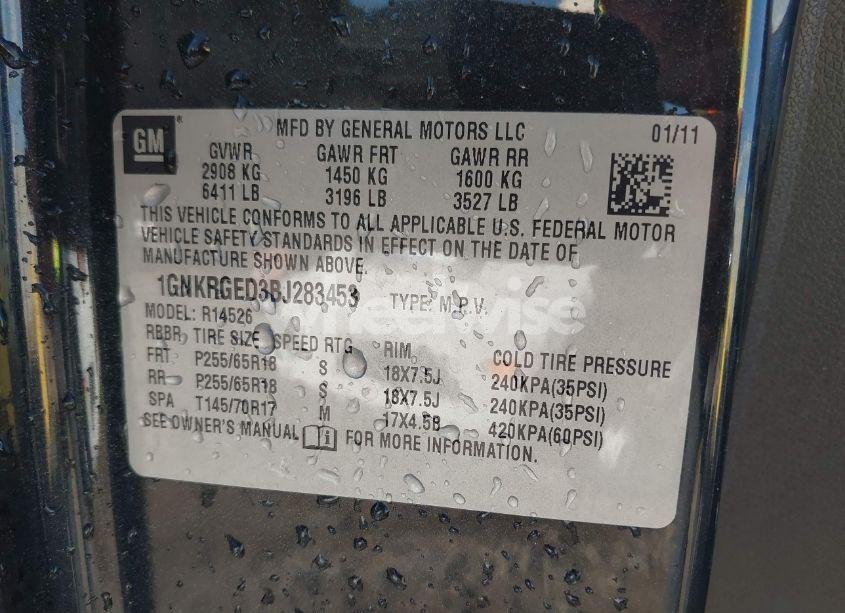 Photo 9 of 2011 Chevrolet Traverse 1LT (VIN 1GNKRGED3BJ283453)