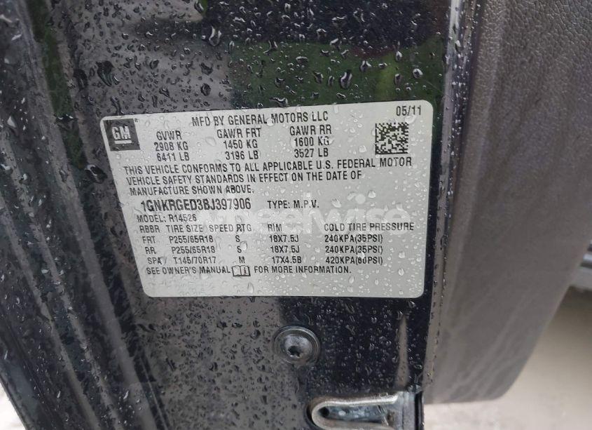 Photo 9 of 2011 Chevrolet Traverse 1LT (VIN 1GNKRGED3BJ397906)