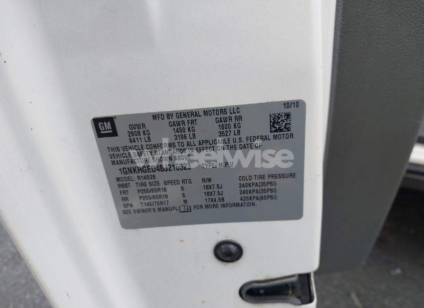 Photo 9 of 2011 Chevrolet Traverse 1LT (VIN 1GNKRGED4BJ216523)