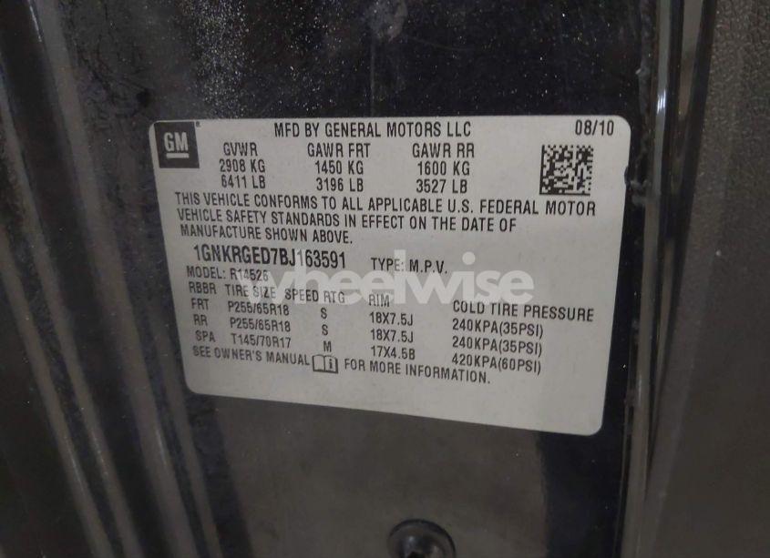 Photo 9 of 2011 Chevrolet Traverse 1LT (VIN 1GNKRGED7BJ163591)