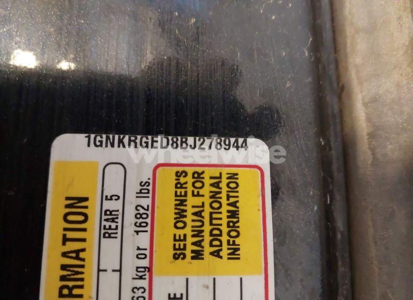 Photo 9 of 2011 Chevrolet Traverse 1LT (VIN 1GNKRGED8BJ278944)