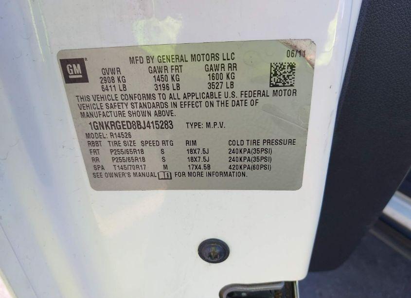 Photo 9 of 2011 Chevrolet Traverse 1LT (VIN 1GNKRGED8BJ415283)