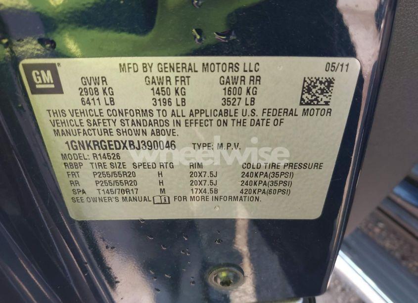 Photo 9 of 2011 Chevrolet Traverse 1LT (VIN 1GNKRGEDXBJ390046)