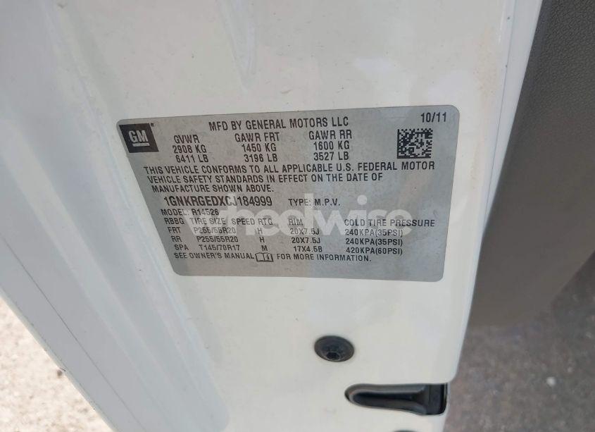 Photo 9 of 2012 Chevrolet Traverse 1LT (VIN 1GNKRGEDXCJ184999)