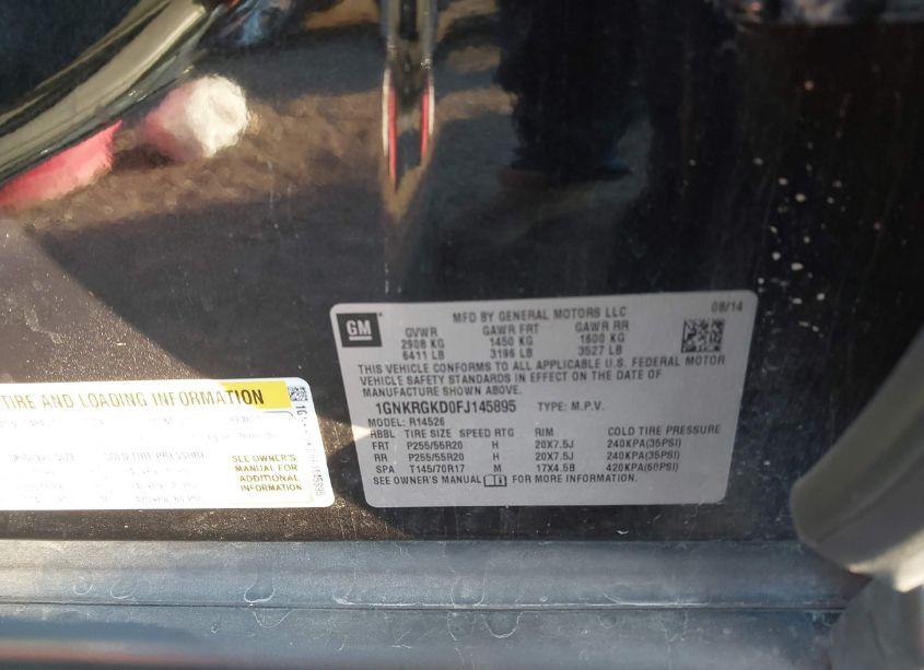 Photo 9 of 2015 Chevrolet Traverse 1LT (VIN 1GNKRGKD0FJ145895)