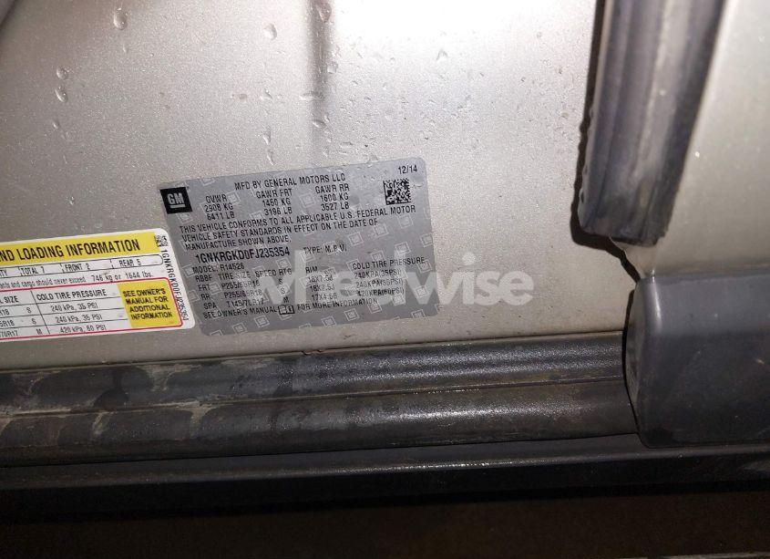 Photo 9 of 2015 Chevrolet Traverse 1LT (VIN 1GNKRGKD0FJ235354)