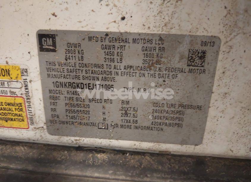 Photo 9 of 2014 Chevrolet Traverse 1LT (VIN 1GNKRGKD1EJ171095)