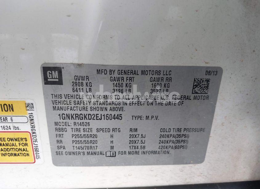 Photo 9 of 2014 Chevrolet Traverse 1LT (VIN 1GNKRGKD2EJ160445)