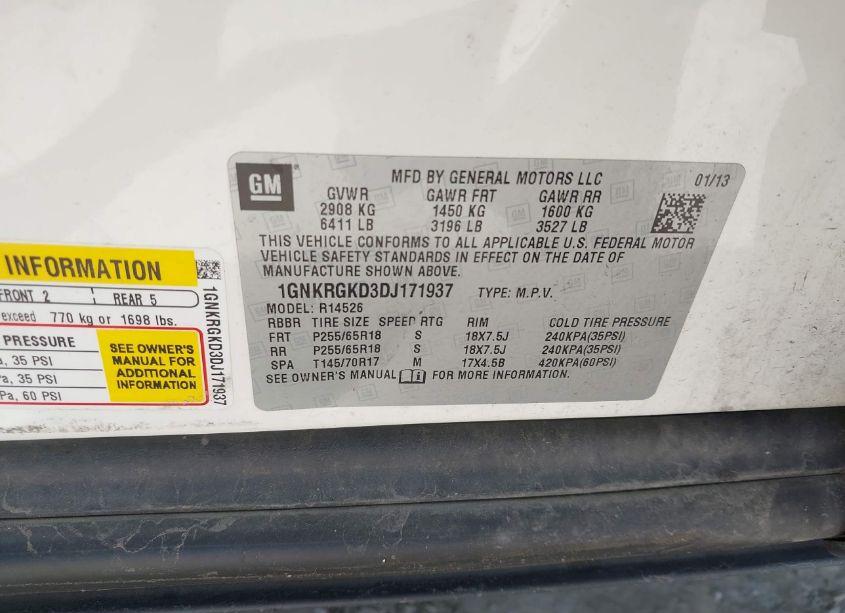 Photo 9 of 2013 Chevrolet Traverse 1LT (VIN 1GNKRGKD3DJ171937)