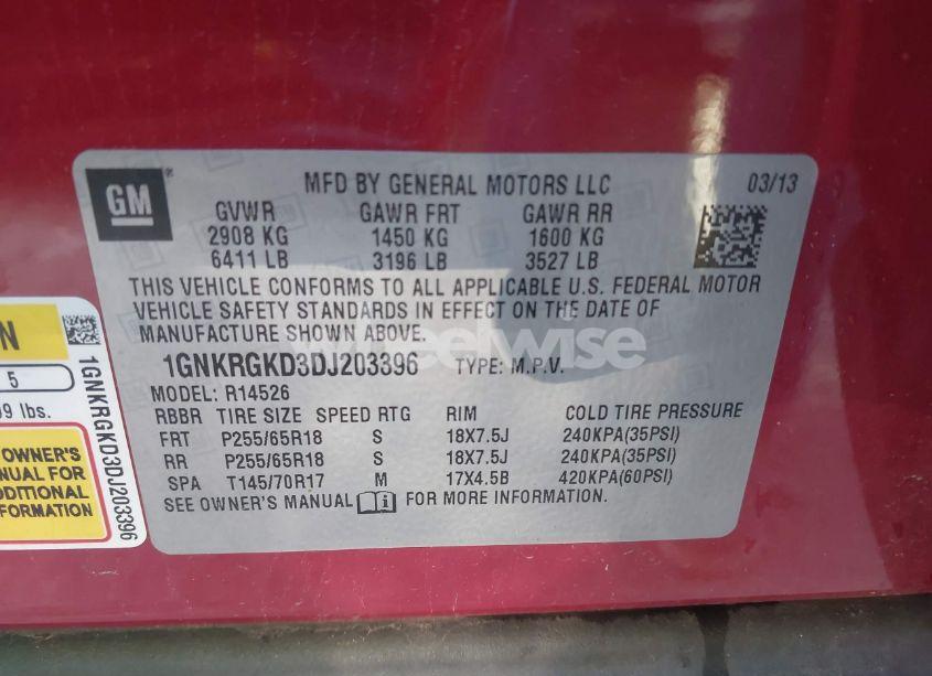 Photo 9 of 2013 Chevrolet Traverse 1LT (VIN 1GNKRGKD3DJ203396)