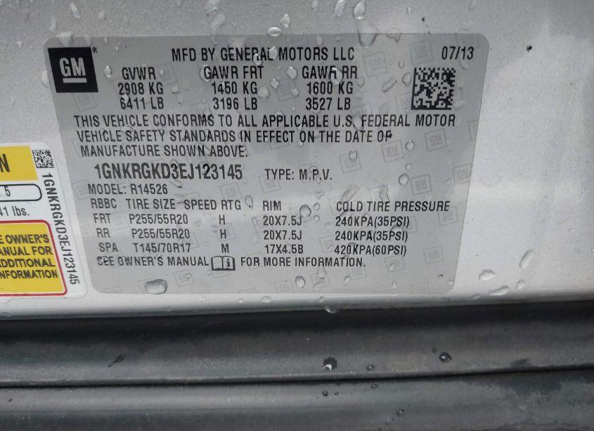 Photo 9 of 2014 Chevrolet Traverse 1LT (VIN 1GNKRGKD3EJ123145)