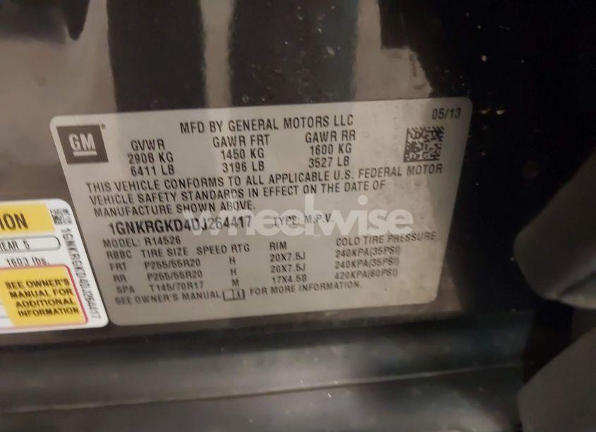 Photo 9 of 2013 Chevrolet Traverse 1LT (VIN 1GNKRGKD4DJ264417)