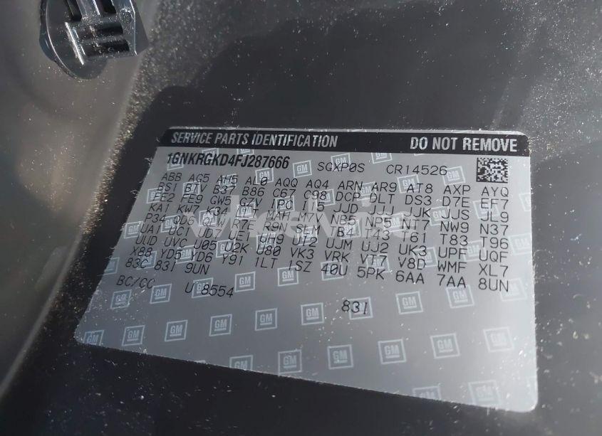 Photo 9 of 2015 Chevrolet Traverse 1LT (VIN 1GNKRGKD4FJ287666)