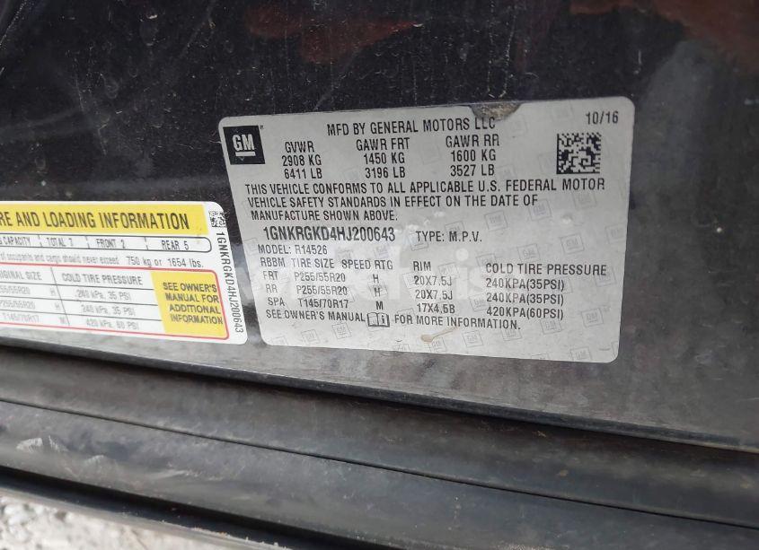 Photo 9 of 2017 Chevrolet Traverse 1LT (VIN 1GNKRGKD4HJ200643)