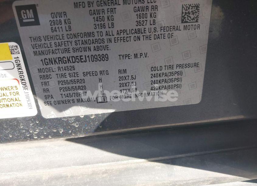 Photo 9 of 2014 Chevrolet Traverse 1LT (VIN 1GNKRGKD5EJ109389)