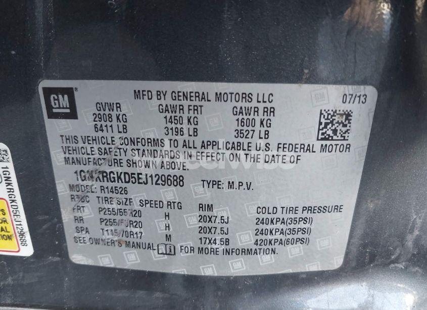 Photo 9 of 2014 Chevrolet Traverse 1LT (VIN 1GNKRGKD5EJ129688)