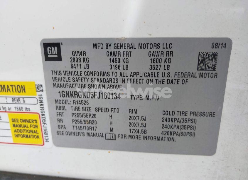 Photo 9 of 2015 Chevrolet Traverse 1LT (VIN 1GNKRGKD5FJ160134)