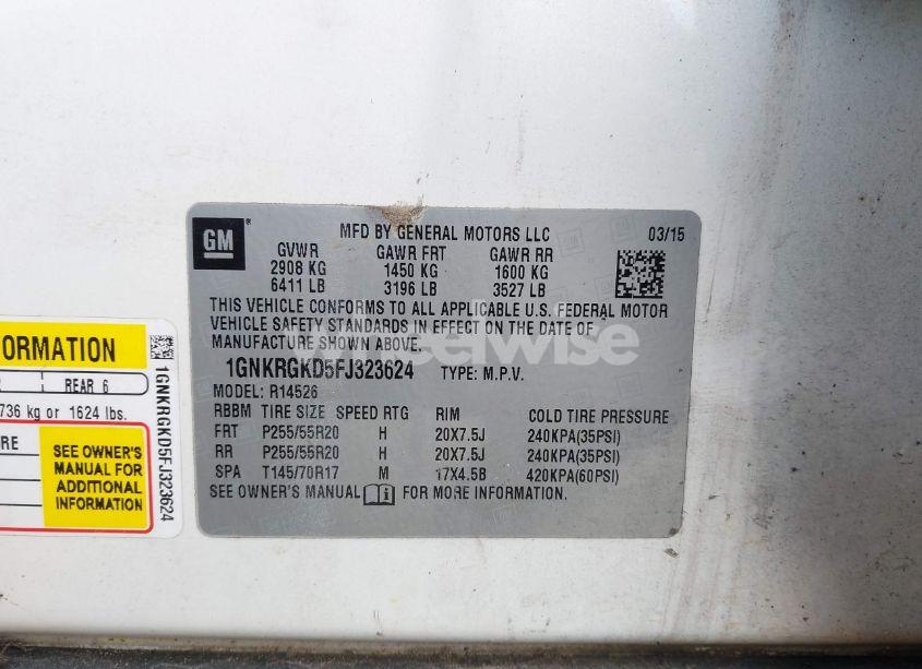 Photo 9 of 2015 Chevrolet Traverse 1LT (VIN 1GNKRGKD5FJ323624)