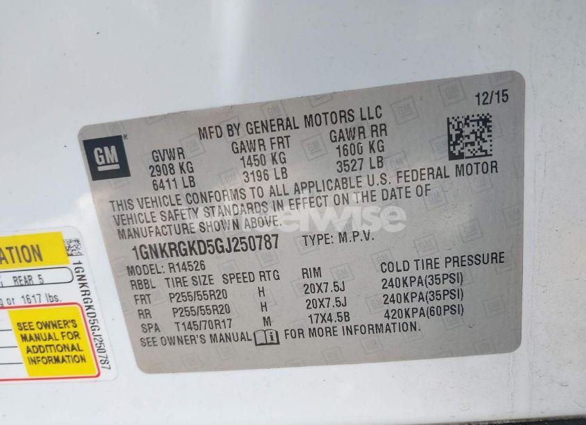 Photo 9 of 2016 Chevrolet Traverse 1LT (VIN 1GNKRGKD5GJ250787)