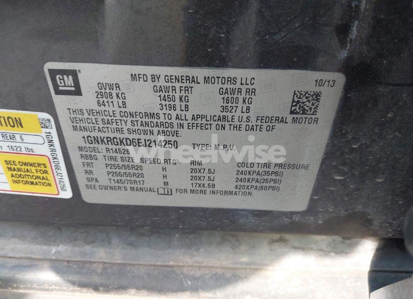 Photo 9 of 2014 Chevrolet Traverse 1LT (VIN 1GNKRGKD6EJ214250)