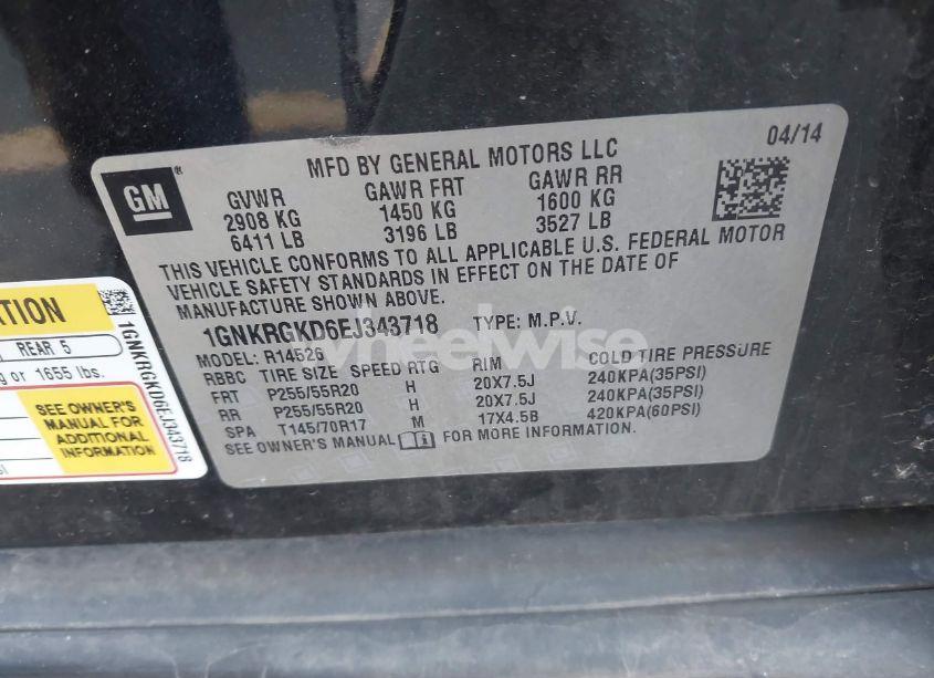 Photo 9 of 2014 Chevrolet Traverse 1LT (VIN 1GNKRGKD6EJ343718)