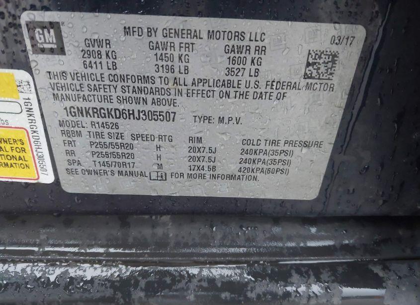 Photo 9 of 2017 Chevrolet Traverse 1LT (VIN 1GNKRGKD6HJ305507)