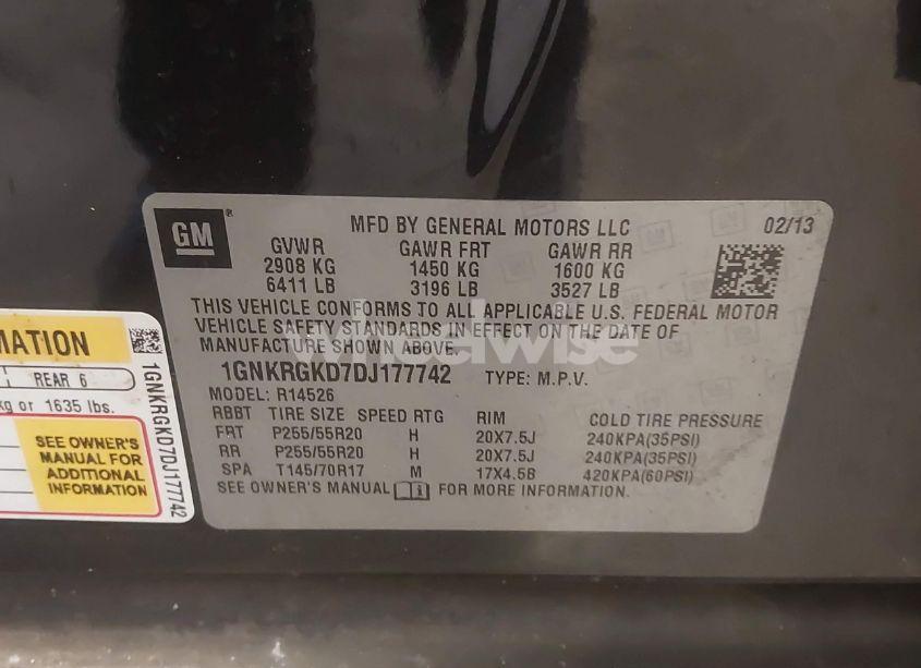 Photo 9 of 2013 Chevrolet Traverse 1LT (VIN 1GNKRGKD7DJ177742)