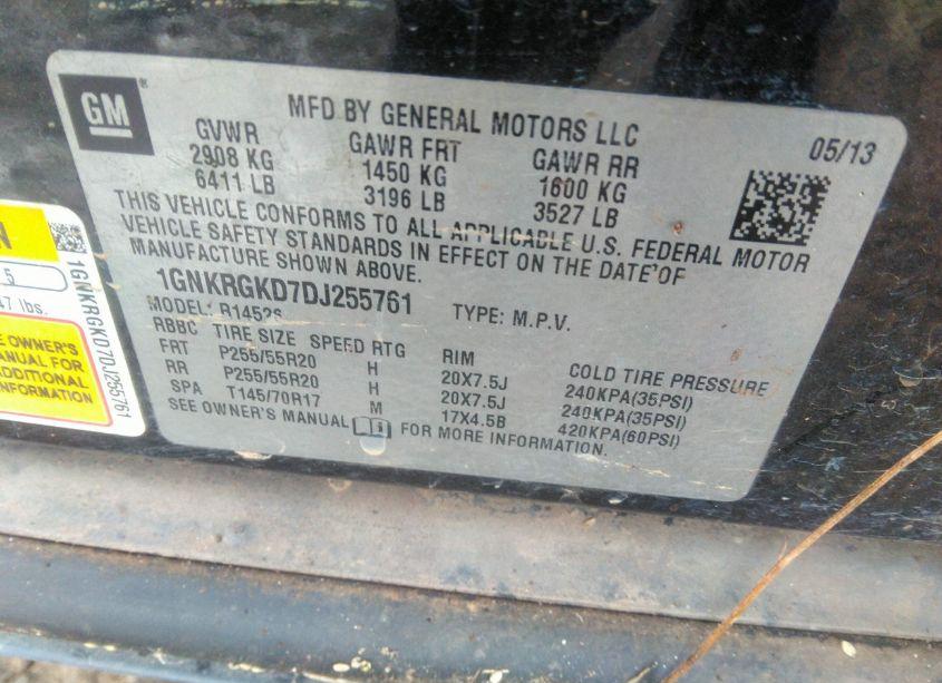 Photo 9 of 2013 Chevrolet Traverse 1LT (VIN 1GNKRGKD7DJ255761)