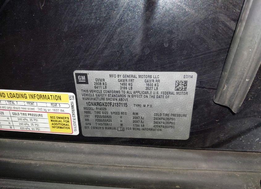 Photo 9 of 2015 Chevrolet Traverse 1LT (VIN 1GNKRGKD7FJ137115)