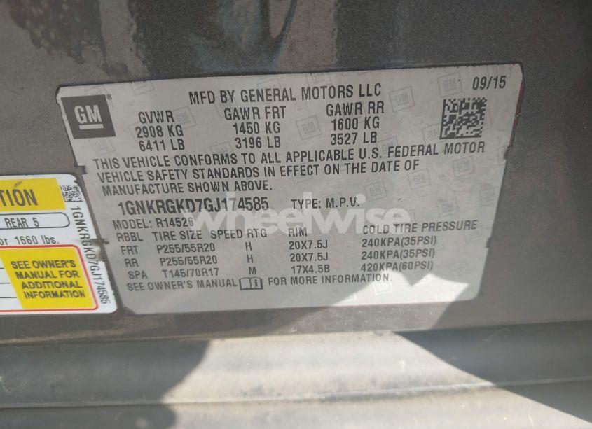 Photo 9 of 2016 Chevrolet Traverse 1LT (VIN 1GNKRGKD7GJ174585)