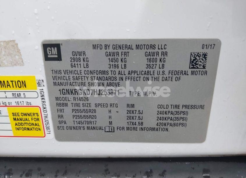 Photo 9 of 2017 Chevrolet Traverse 1LT (VIN 1GNKRGKD7HJ253871)