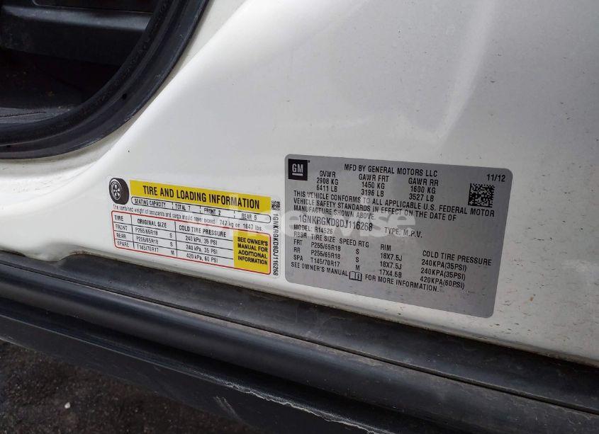 Photo 9 of 2013 Chevrolet Traverse 1LT (VIN 1GNKRGKD8DJ116268)