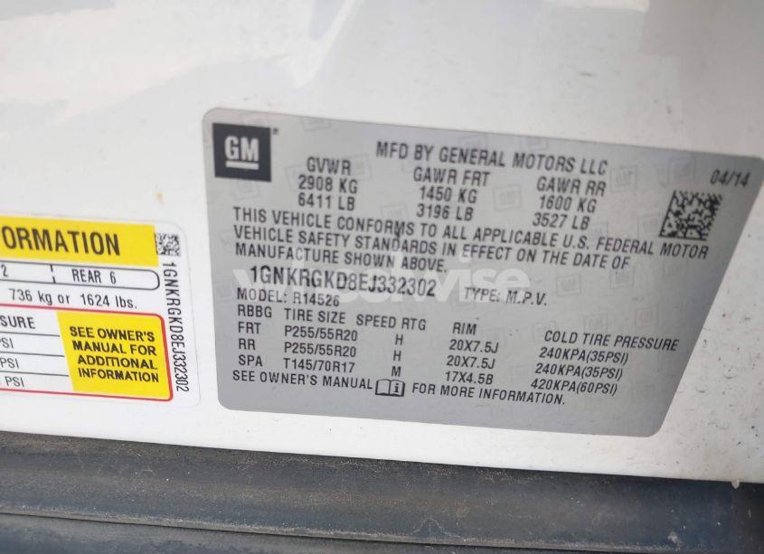 Photo 9 of 2014 Chevrolet Traverse 1LT (VIN 1GNKRGKD8EJ332302)