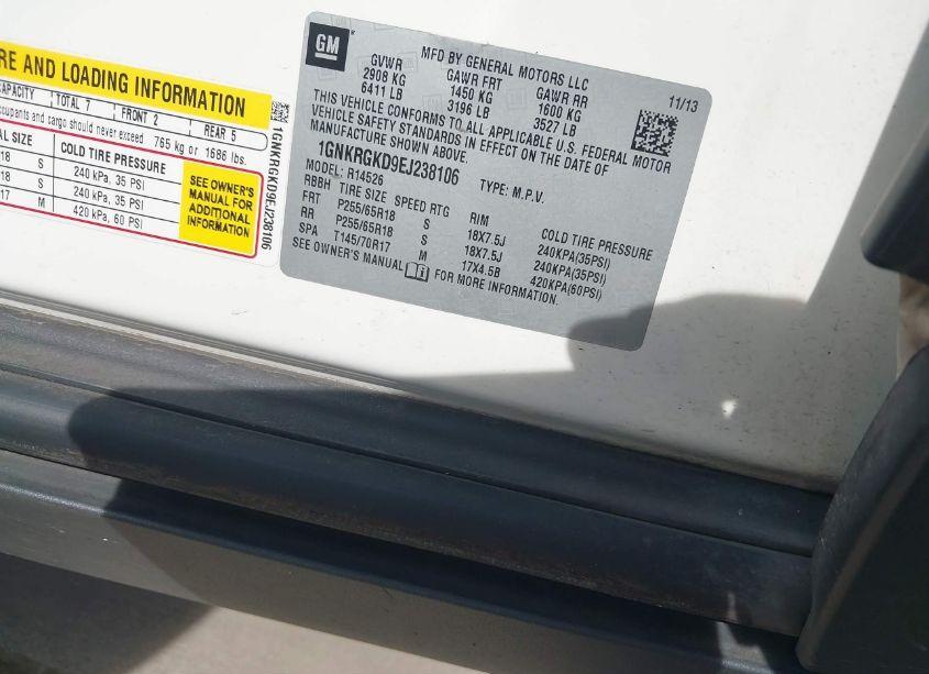 Photo 9 of 2014 Chevrolet Traverse 1LT (VIN 1GNKRGKD9EJ238106)