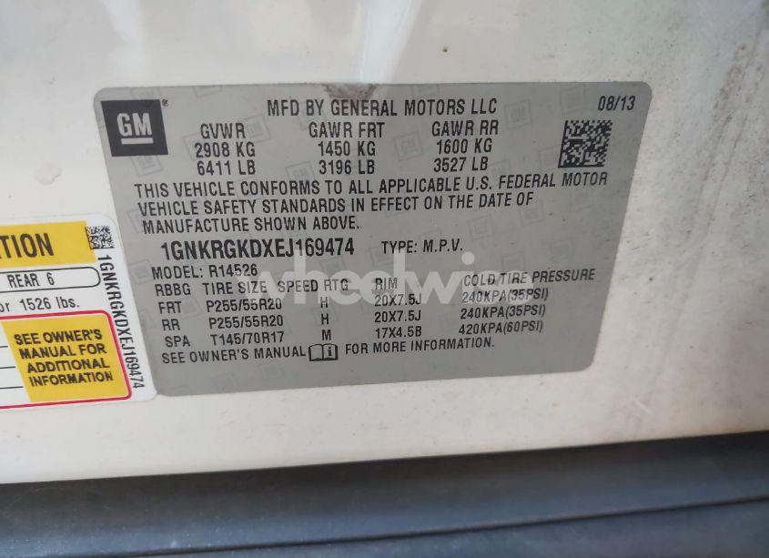 Photo 9 of 2014 Chevrolet Traverse 1LT (VIN 1GNKRGKDXEJ169474)