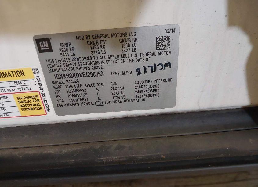 Photo 9 of 2014 Chevrolet Traverse 1LT (VIN 1GNKRGKDXEJ290859)