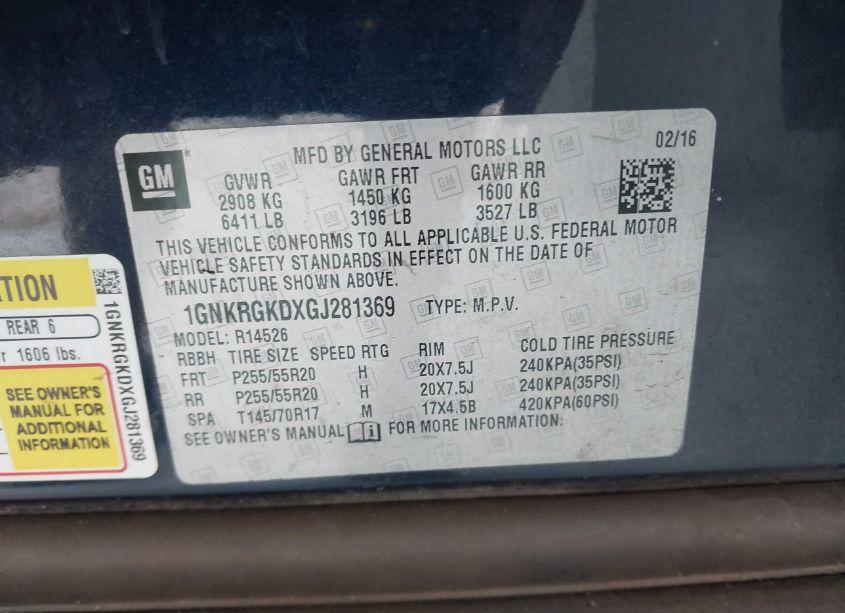 Photo 9 of 2016 Chevrolet Traverse 1LT (VIN 1GNKRGKDXGJ281369)