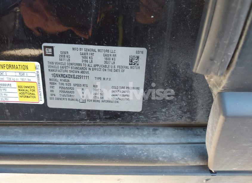 Photo 9 of 2016 Chevrolet Traverse 1LT (VIN 1GNKRGKDXGJ291111)