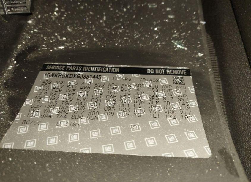 Photo 9 of 2016 Chevrolet Traverse 1LT (VIN 1GNKRGKDXGJ331445)