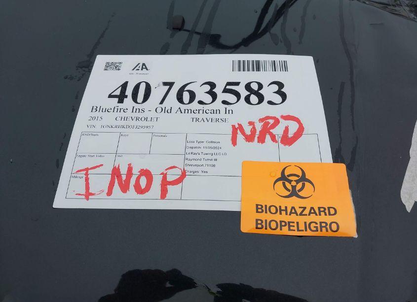 Photo 15 of 2015 Chevrolet Traverse 2LT (VIN 1GNKRHKD3FJ295957)