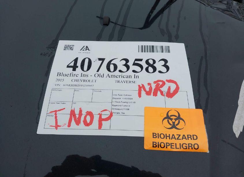 Photo 5 of 2015 Chevrolet Traverse 2LT (VIN 1GNKRHKD3FJ295957)