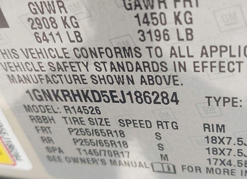 Photo 9 of 2014 Chevrolet Traverse 2LT (VIN 1GNKRHKD5EJ186284)