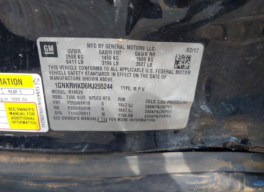 Photo 9 of 2017 Chevrolet Traverse 2LT (VIN 1GNKRHKD6HJ295244)