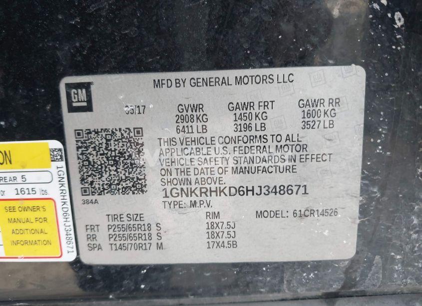 Photo 9 of 2017 Chevrolet Traverse 2LT (VIN 1GNKRHKD6HJ348671)