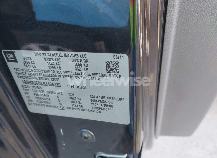 Photo 9 of 2011 Chevrolet Traverse 2LT (VIN 1GNKRJEDXBJ404220)