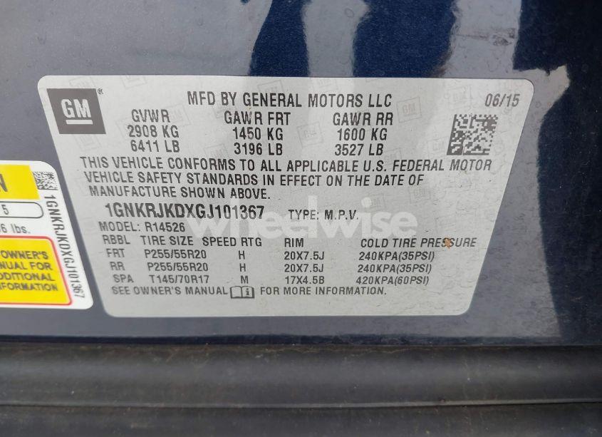 Photo 9 of 2016 Chevrolet Traverse LTZ (VIN 1GNKRJKDXGJ101367)