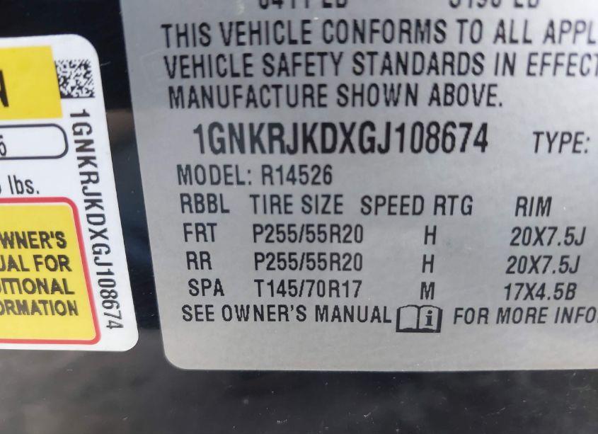 Photo 9 of 2016 Chevrolet Traverse LTZ (VIN 1GNKRJKDXGJ108674)